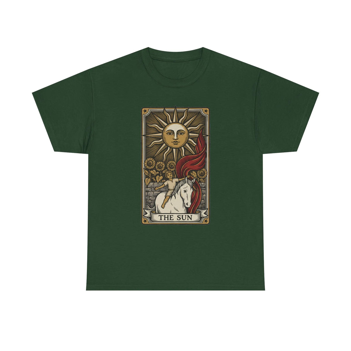 Tarot The Sun Card T-Shirt - Medium Weight 100% Cotton Tee - Unisex White