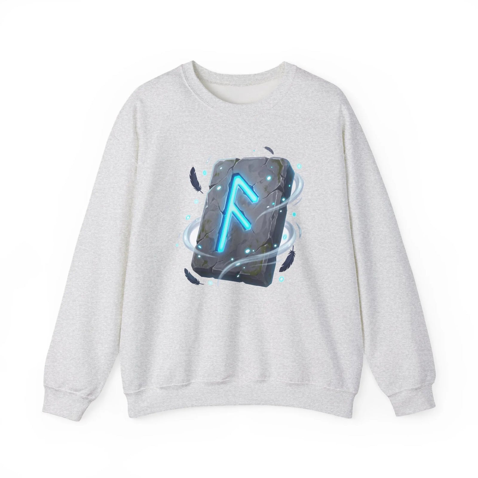 Ansuz Rune Divine Speech Graphic Sweatshirt - Heavy Blend Fleece Crewneck - Unisex White