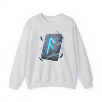 Ansuz Rune Divine Speech Graphic Sweatshirt - Heavy Blend Fleece Crewneck - Unisex White