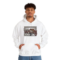 Freyja's Sacred Cats Chariot Graphic Hoodie - Cozy Fleece Pullover Hoodie - Unisex Off White
