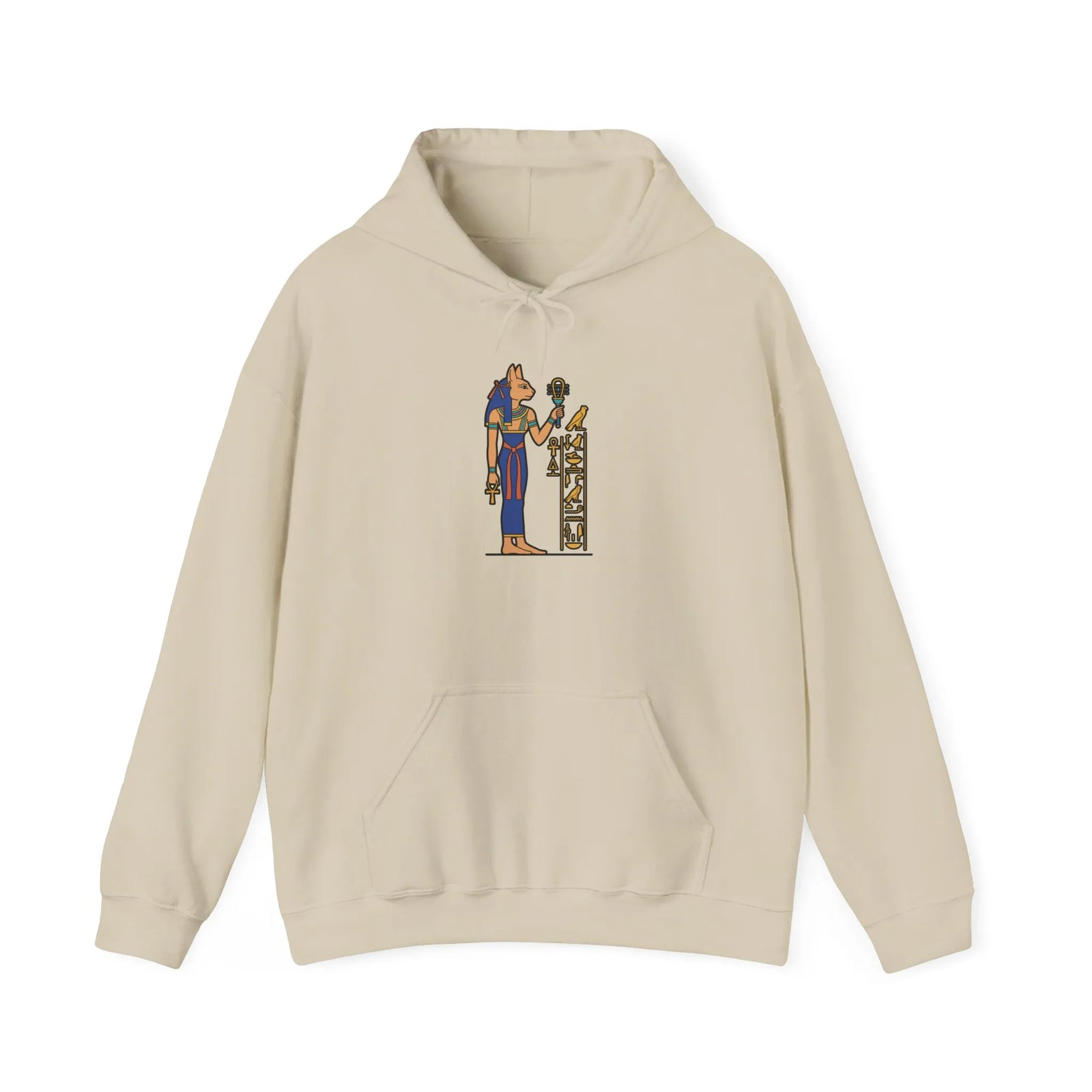 Bastet Egyptian Cat Pharaoh Hoodie - Soft Heavy Blend Fleece Pullover - Unisex White