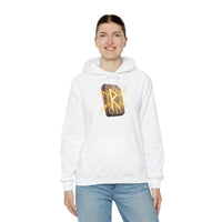 Raido Rune Journey Wheel Hoodie - Soft Cotton Blend Pullover Hooded - Unisex White