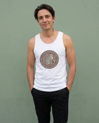 Freyja's Knotwork Cat Tank Top - Lightweight Cotton Jersey Retail Fit - Unisex White