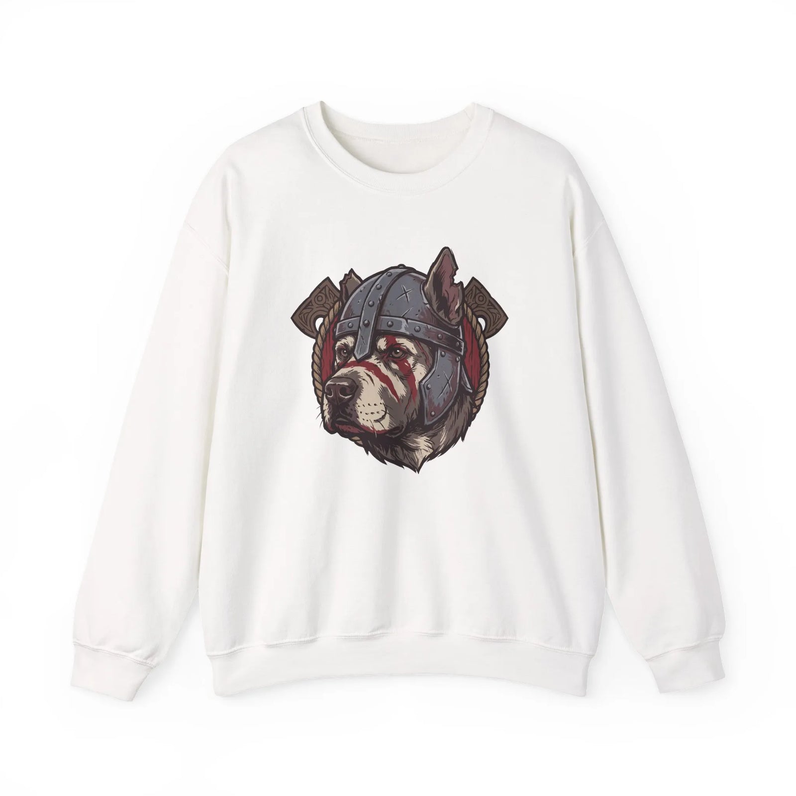 Warpaint Viking Berserker Dog Sweatshirt - Durable Cotton Blend Fleece Crew - Unisex White