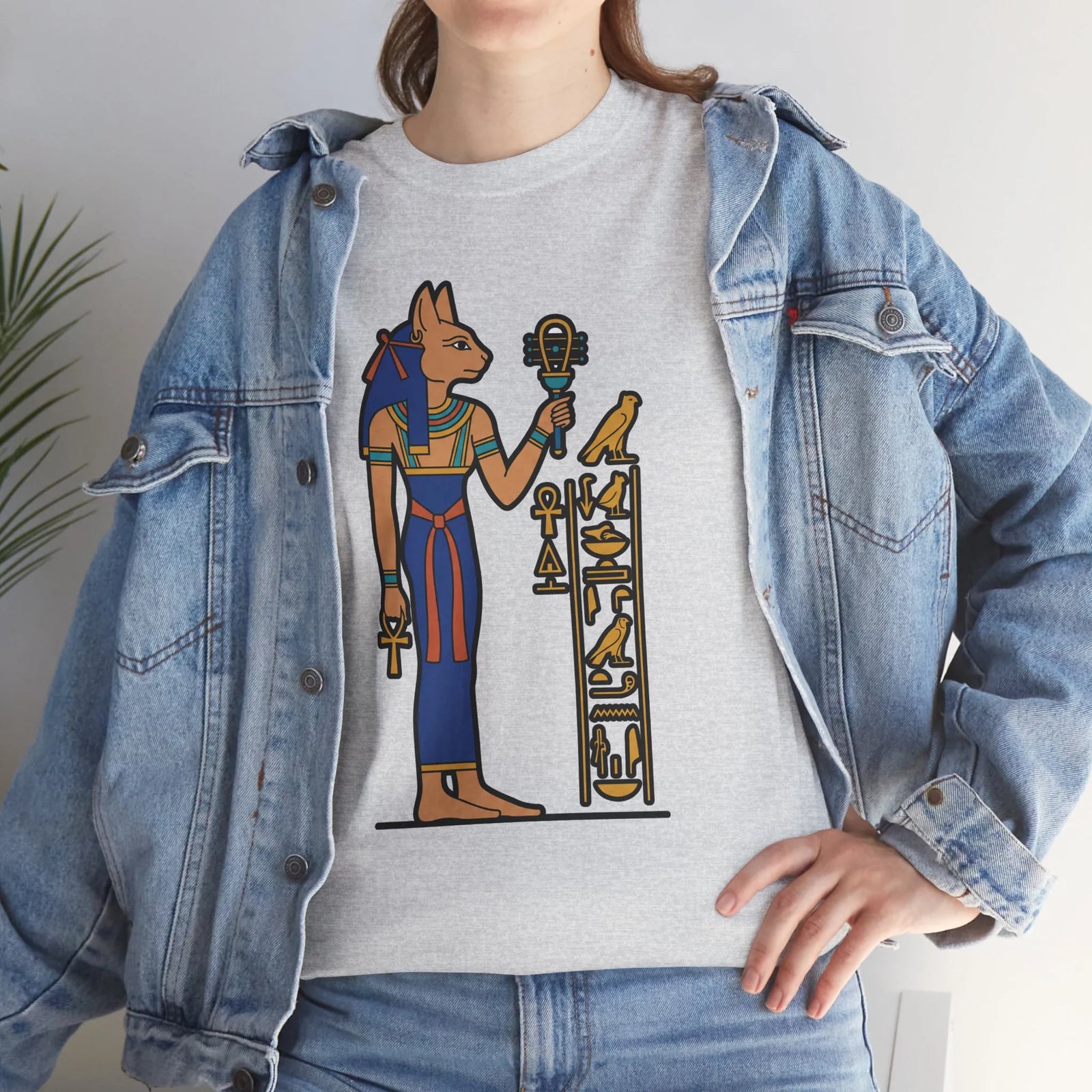 Bastet Sphynx Egyptian Pharaoh Cat T-Shirt - Heavy Cotton Classic Fit Tee - Unisex White
