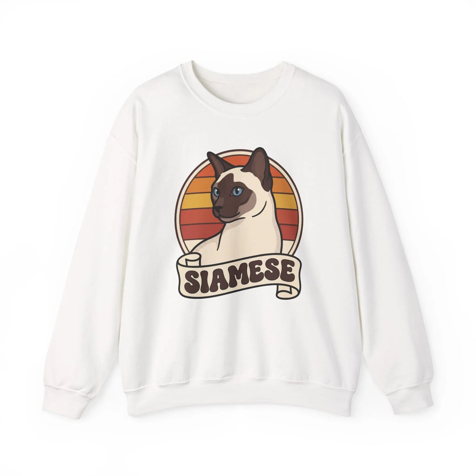 Siamese Retro 70s Sunset Sweatshirt - Heavy Blend Fleece Crewneck - Unisex Ash