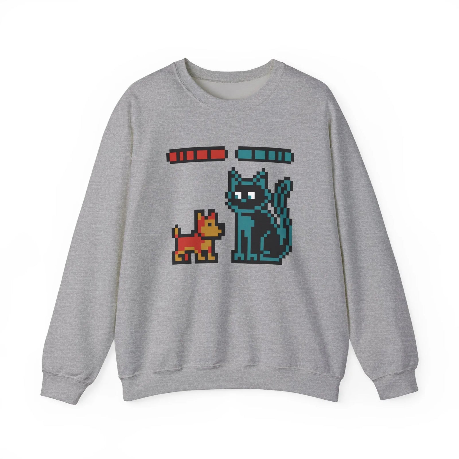 Pixel Gaming Dogs Boss Fight Sweatshirt - Heavy Blend Fleece Crewneck - Unisex White