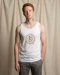 Ansuz Rune Divine Speech Tank Top - Soft Airlume Cotton Retail Fit - Unisex White