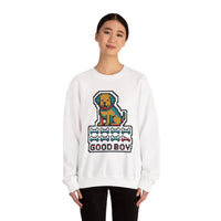 Good Boy 8-Bit Pixel Dogs Sweatshirt - Heavyweight Cotton Blend Crewneck - Unisex White
