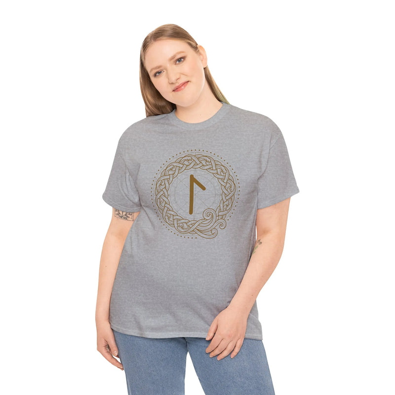 Laguz Rune Norse Knotwork T-Shirt - Heavy Cotton Classic Fit Tee - Unisex White