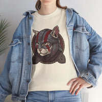 Viking Berserker Cat Graphic T-Shirt - Heavyweight Cotton Classic Fit Tee - Unisex White