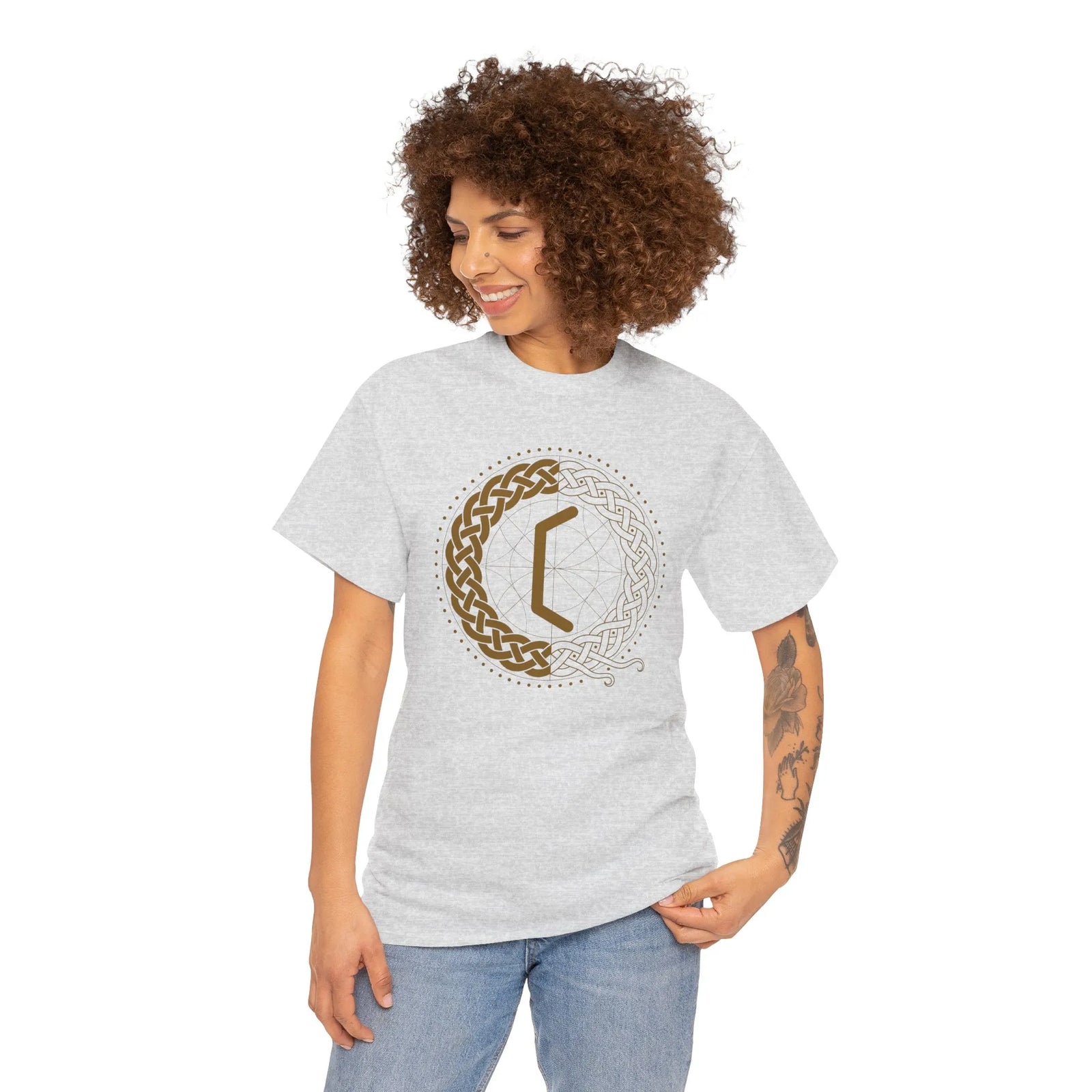 Perthro Rune Lot Cup T-Shirt - Heavy Cotton Classic Fit Tee - Unisex White