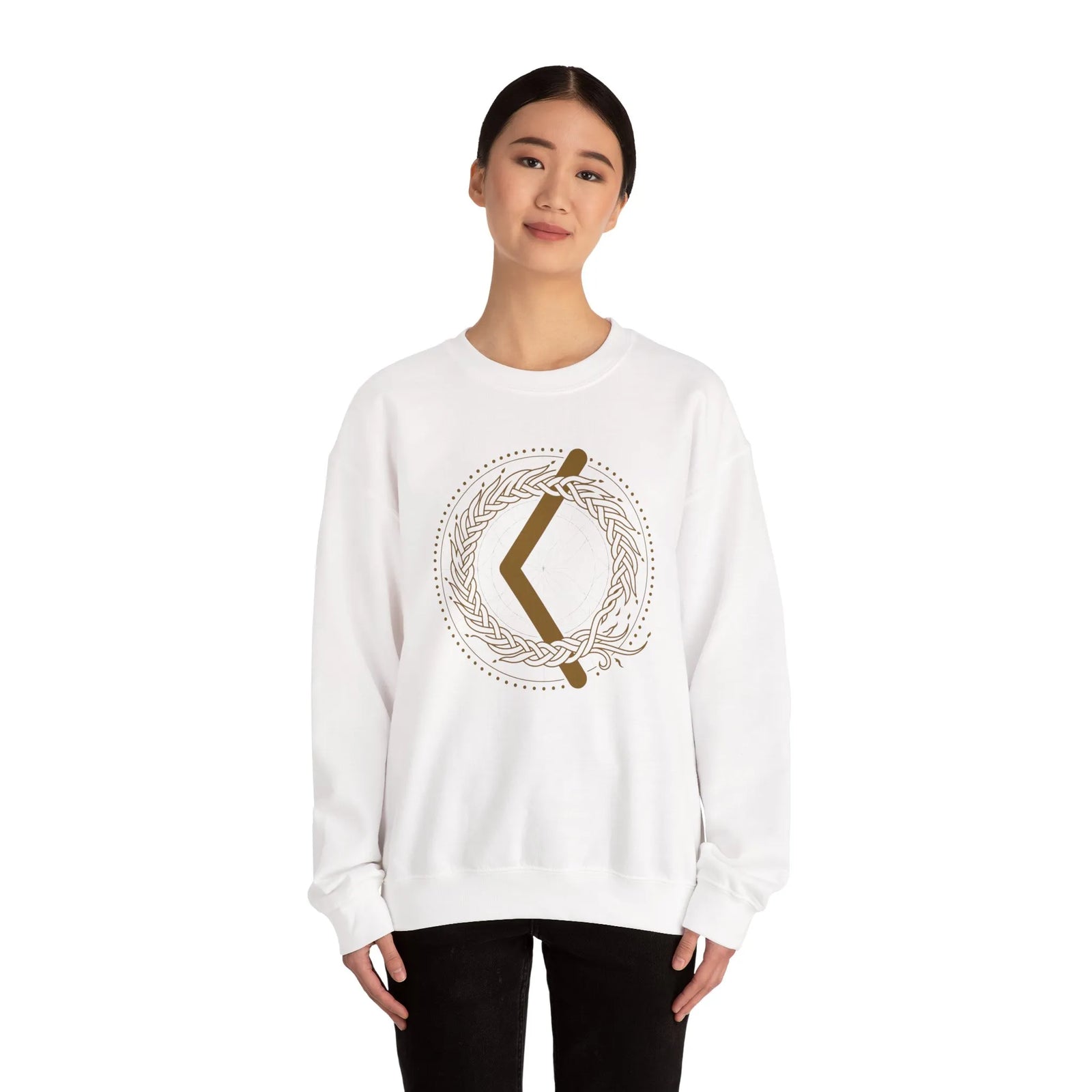 Kenaz Rune Creative Fire Sweatshirt - Heavy Cotton Blend Crewneck - Unisex Off White