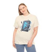 Ansuz Rune Odin's Raven Graphic T-Shirt - Heavy Cotton Classic Fit Crewneck Tee - Unisex White