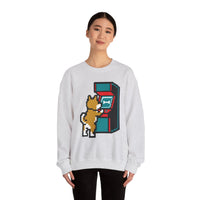 8-Bit Pixel Gaming Dog Sweatshirt - Classic Fit Fleece Crewneck - Unisex White