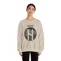 Hagalaz Rune Hail Graphic Sweatshirt - Medium-Heavy Cotton Blend Crewneck - Unisex White