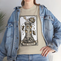 The Tower Tarot Card Graphic T-Shirt - Heavy Cotton Classic Fit Tee - Unisex White