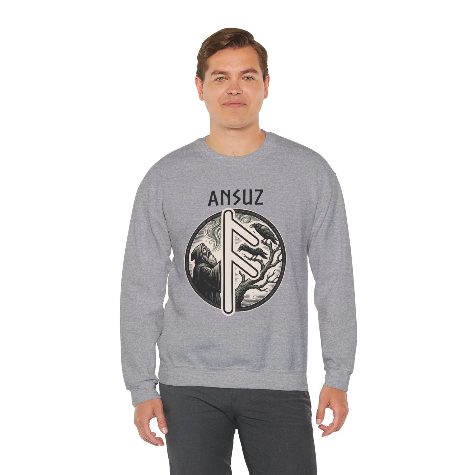 Ansuz Rune Divine Speech Sweatshirt - Heavy Blend Fleece Crewneck - Unisex Off White