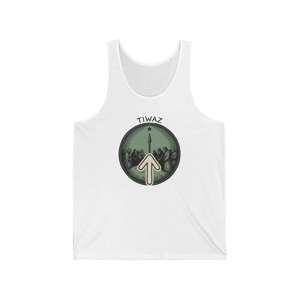 Tiwaz Justice Rune Graphic Tank Top - Lightweight Jersey Retail Fit - Unisex White