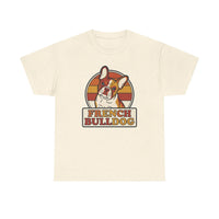 French Bulldog Retro 70s Sunset T-Shirt - Heavy Cotton Classic Fit Tee - Unisex White