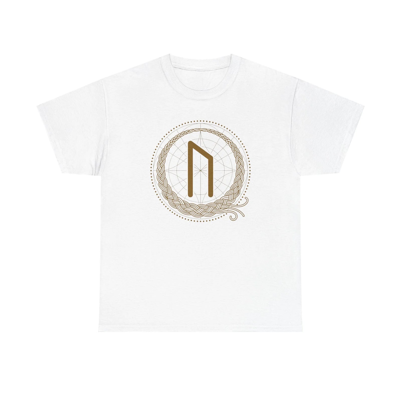 Uruz Rune Symbol Graphic T-Shirt - Heavyweight Cotton Classic Fit - Unisex White
