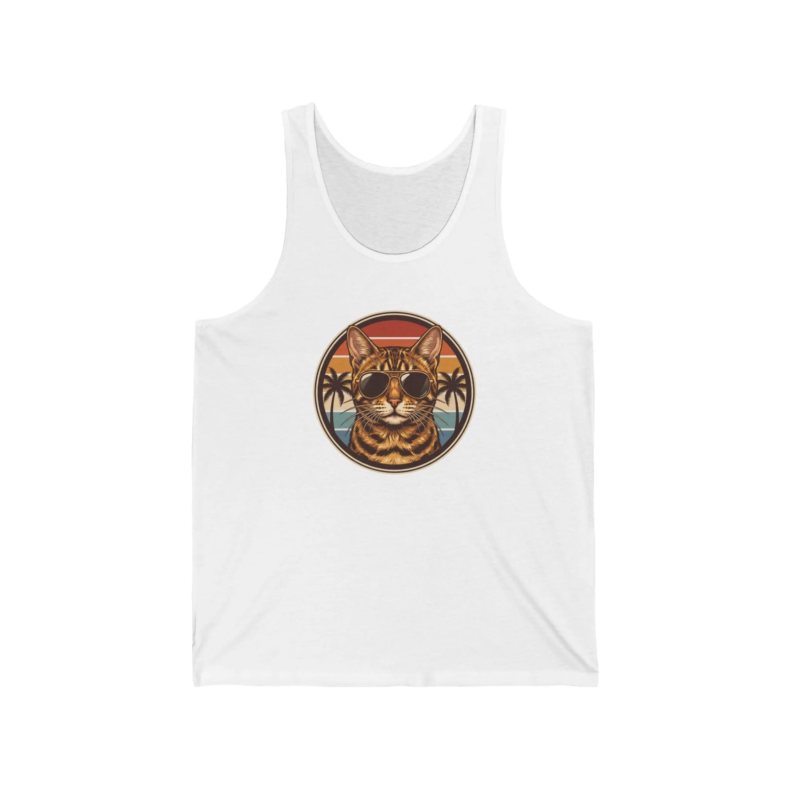 Cool Cat 70s Sunset Aviators Tank Top - Soft Lightweight Jersey Knit - Unisex Athletic Heather