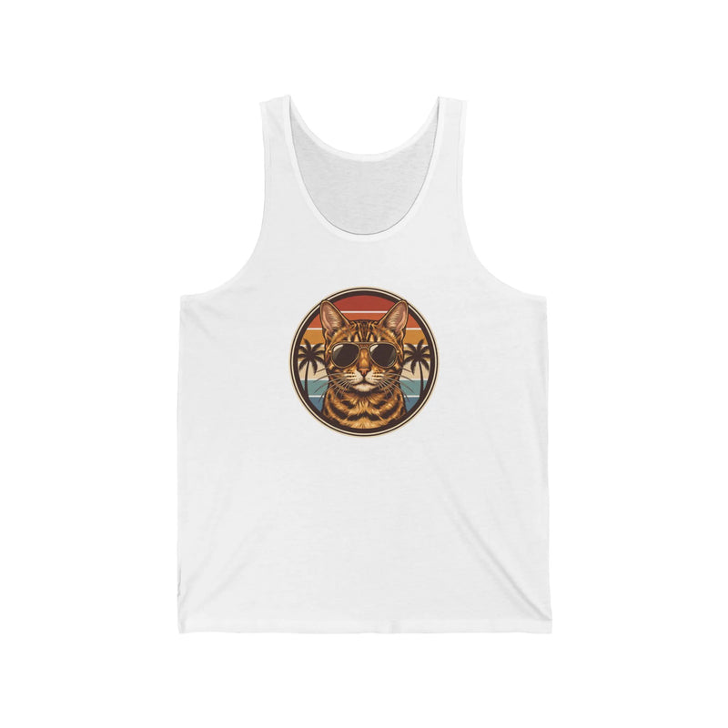 Cool Cat 70s Sunset Aviators Tank Top - Soft Lightweight Jersey Knit - Unisex Athletic Heather