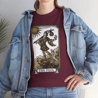 The Fool Tarot Card Graphic T-Shirt - Heavy Cotton Classic Fit Tee - Unisex White