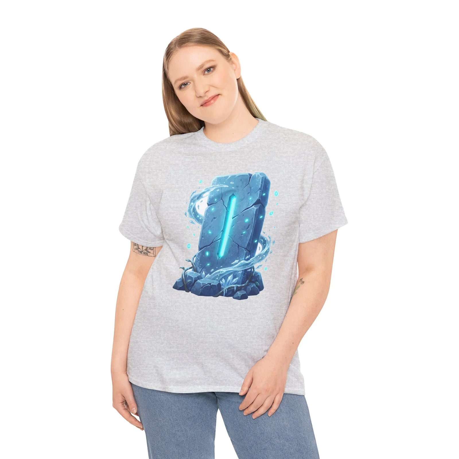 Glowing Isa Ice Rune T-Shirt - Heavy Cotton Classic Fit Tee - Unisex White