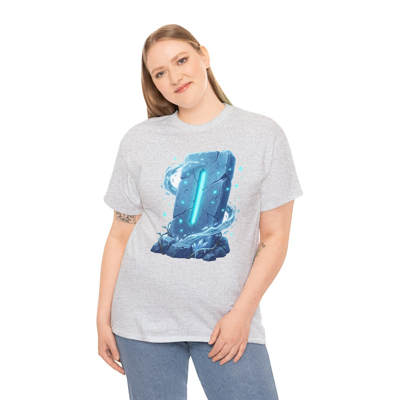 Glowing Isa Ice Rune T-Shirt - Heavy Cotton Classic Fit Tee - Unisex White