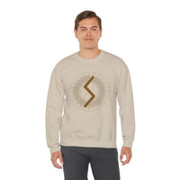 Sowulo Rune Sun Graphic Sweatshirt - Heavy Cotton Blend Crewneck - Unisex White