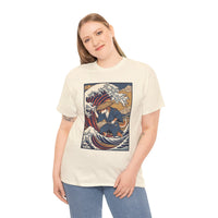 Ronin and the Wave Ukiyo-e T-Shirt - Heavy Cotton Classic Fit Tee - Unisex Off White