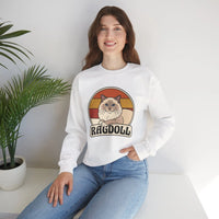 Ragdoll Cat Retro Sunset Sweatshirt - Heavy Blend Fleece Crewneck - Unisex White