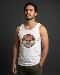 Sphynx Cat 70s Sunset Aviators Tank Top - Lightweight Airlume Cotton Retail Fit - Unisex Athletic Heather