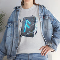 Ansuz Rune Odin's Raven Graphic T-Shirt - Heavy Cotton Classic Fit Crewneck Tee - Unisex White