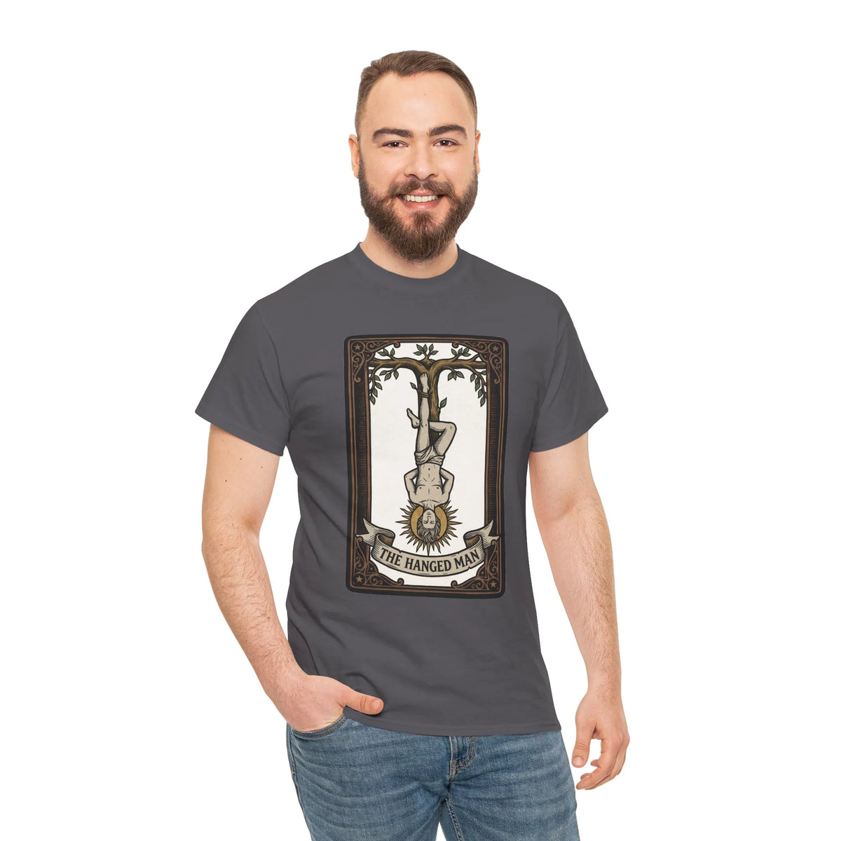 The Hanged Man Tarot Card T-Shirt - Heavy Cotton Classic Fit Tee - Unisex White