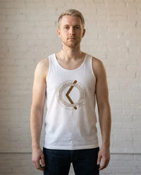 Kenaz Creative Fire Rune Tank Top - Soft Ringspun Cotton Retail Fit - Unisex White