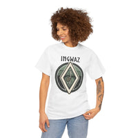 Ingwaz Seed Rune Graphic T-Shirt - Heavy Cotton Classic Fit Tee - Unisex White