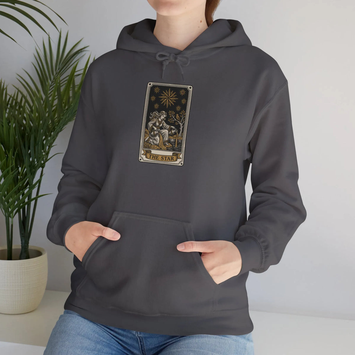 The Star Tarot Card Hoodie - Cozy Heavy Blend Fleece Pullover - Unisex White