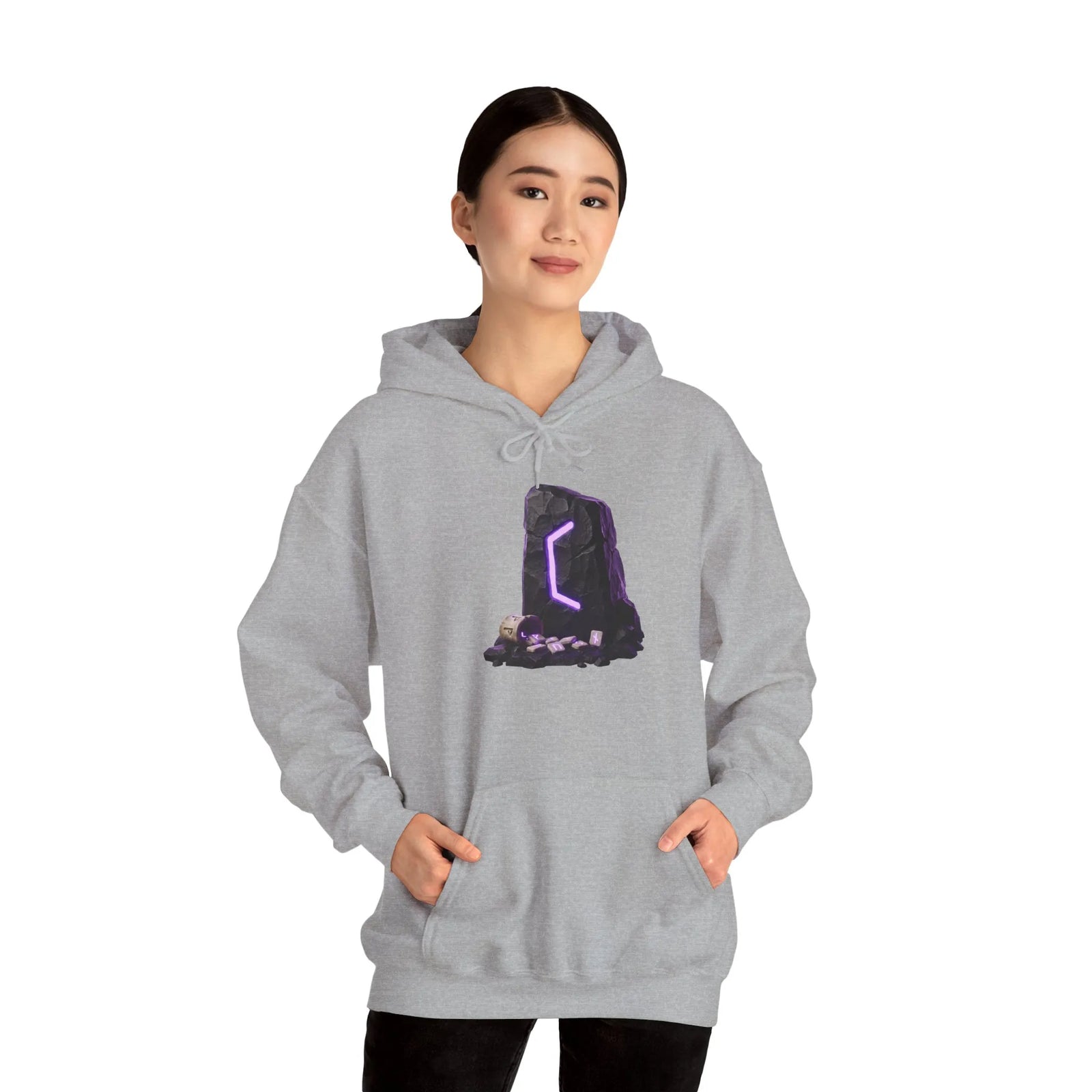 Perthro Rune Mystery Graphic Hoodie - Heavyweight Fleece Pullover - Unisex White