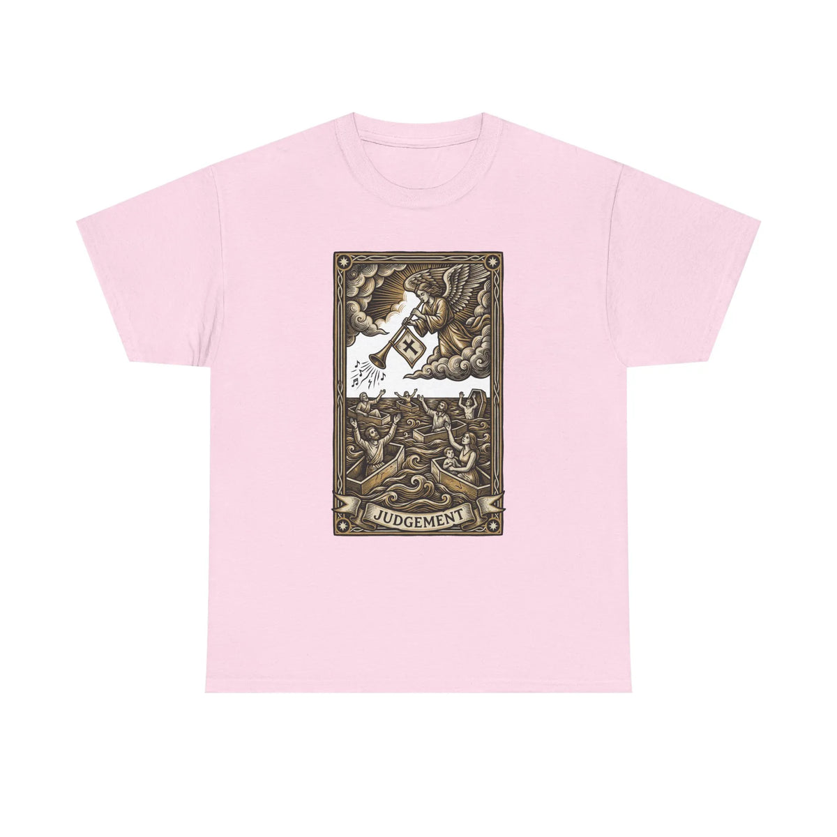Judgement Angel Graphic T-Shirt - Heavy Cotton Classic Fit Tee - Unisex White