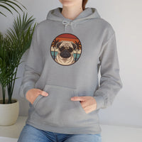 Pug 70s Sunset Aviator Hoodie - Heavyweight Cotton Blend Pullover Hoodie - Unisex White