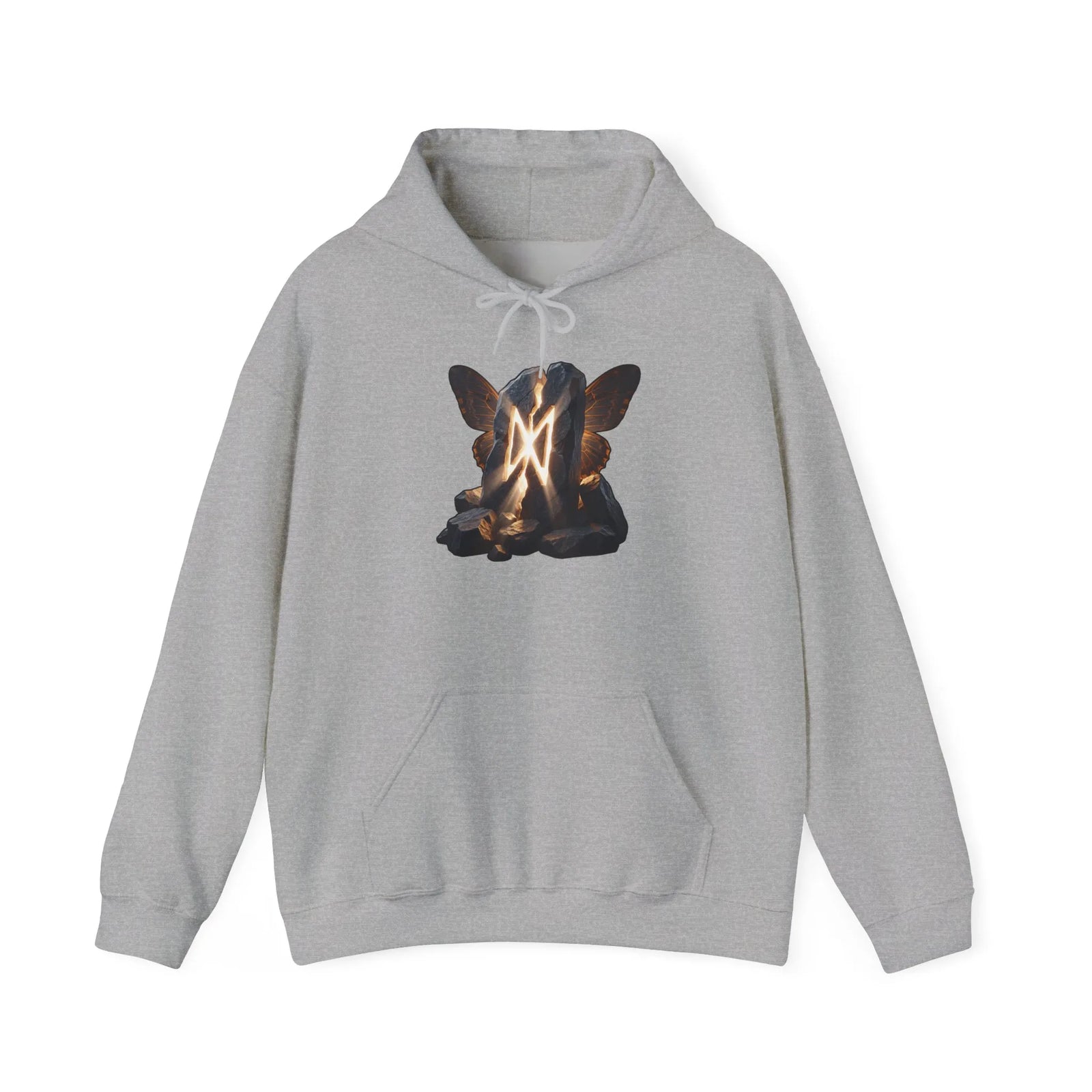 Dagaz Rune Butterfly Graphic Hoodie - Heavy Blend Fleece Pullover - Unisex White