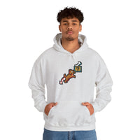 8-Bit Pixel Gaming Dog Fetch Quest Hoodie - Medium Heavy Blend Fleece Pullover - Unisex Off White