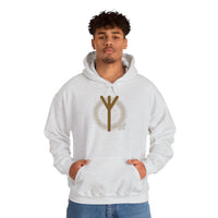 Elhaz Protection Rune Hoodie - Heavy Cotton Blend Fleece Pullover - Unisex White