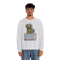 Good Boy 8-Bit Pixel Dogs Sweatshirt - Heavyweight Cotton Blend Crewneck - Unisex White