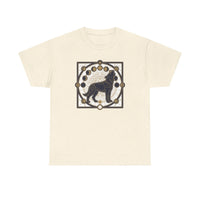 Sacred Geometry Spirit Dog Howl T-Shirt - Heavyweight Cotton Classic Fit Tee - Unisex White