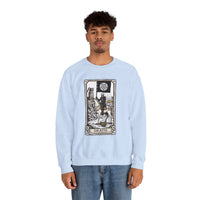 Tarot Death Card Graphic Sweatshirt - Heavy Blend Classic Fit Crewneck - Unisex White