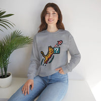 8-Bit Pixel Gaming Cats Sweatshirt - Heavy Blend Fleece Crewneck - Unisex White