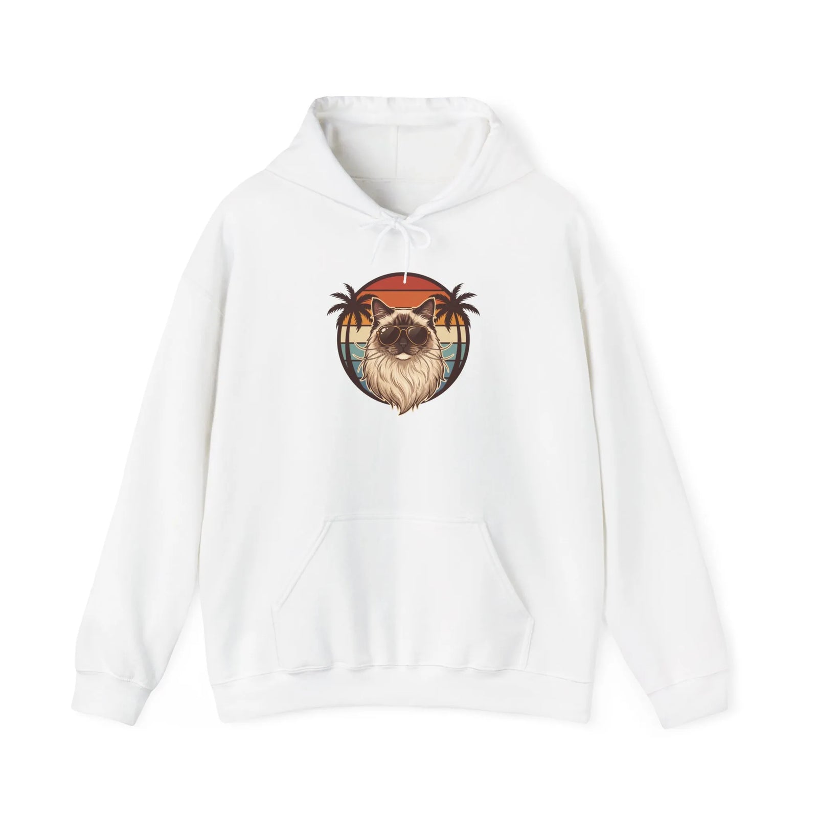 Ragdoll Cat Aviator Sunset Hoodie - Heavy Blend Cotton-Poly Fleece - Unisex Off White